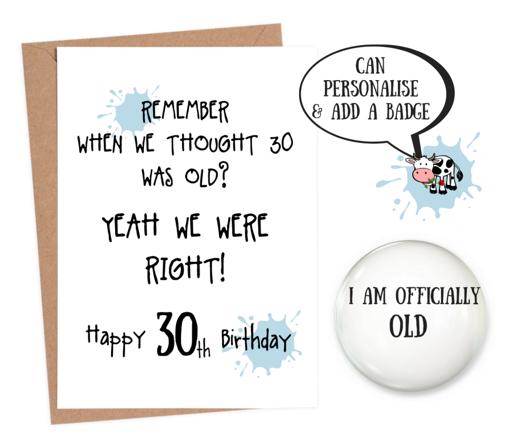Funny 30th birthday cards | personalised 30th birthday cards | personalised