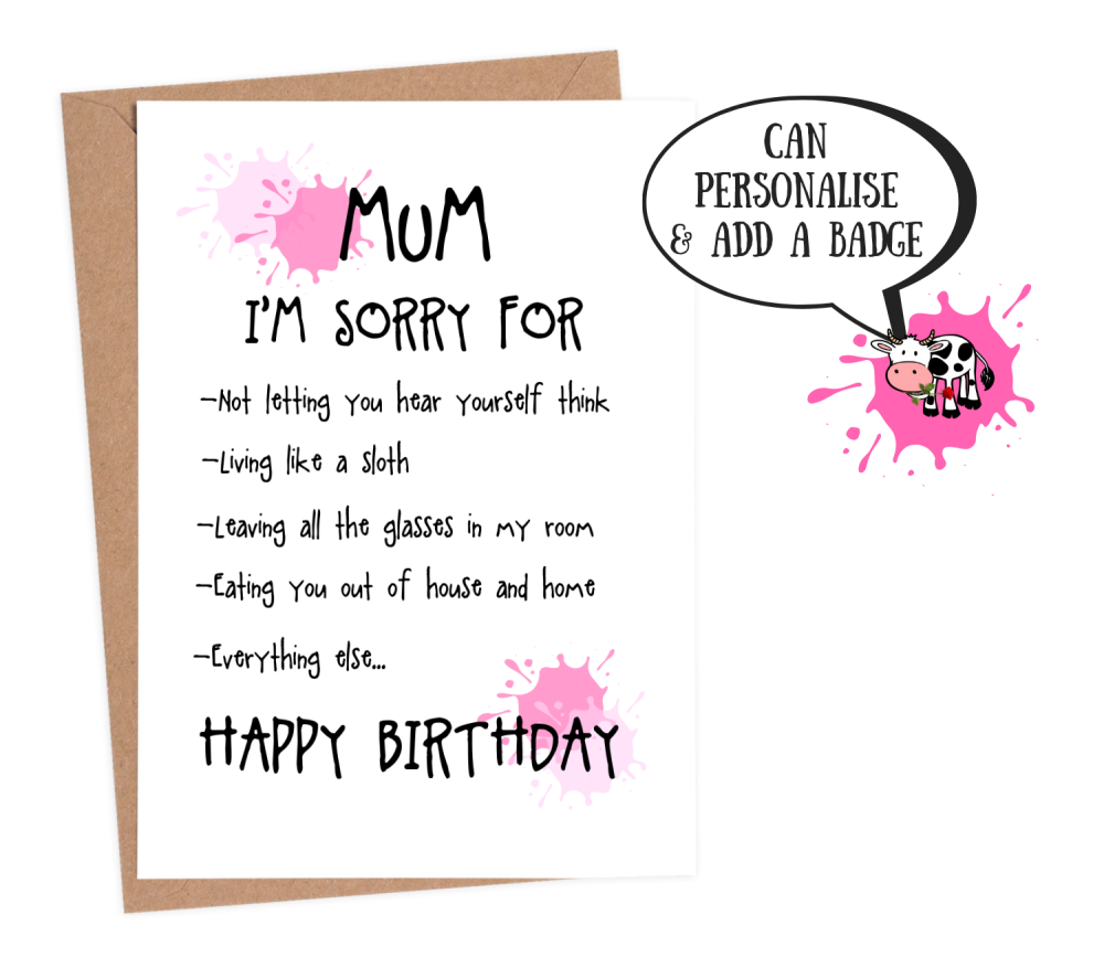 funny birthday card for mum