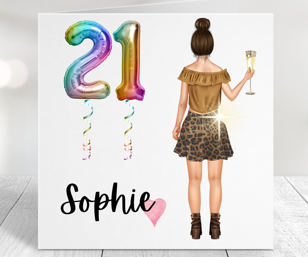 female 21st birthday card