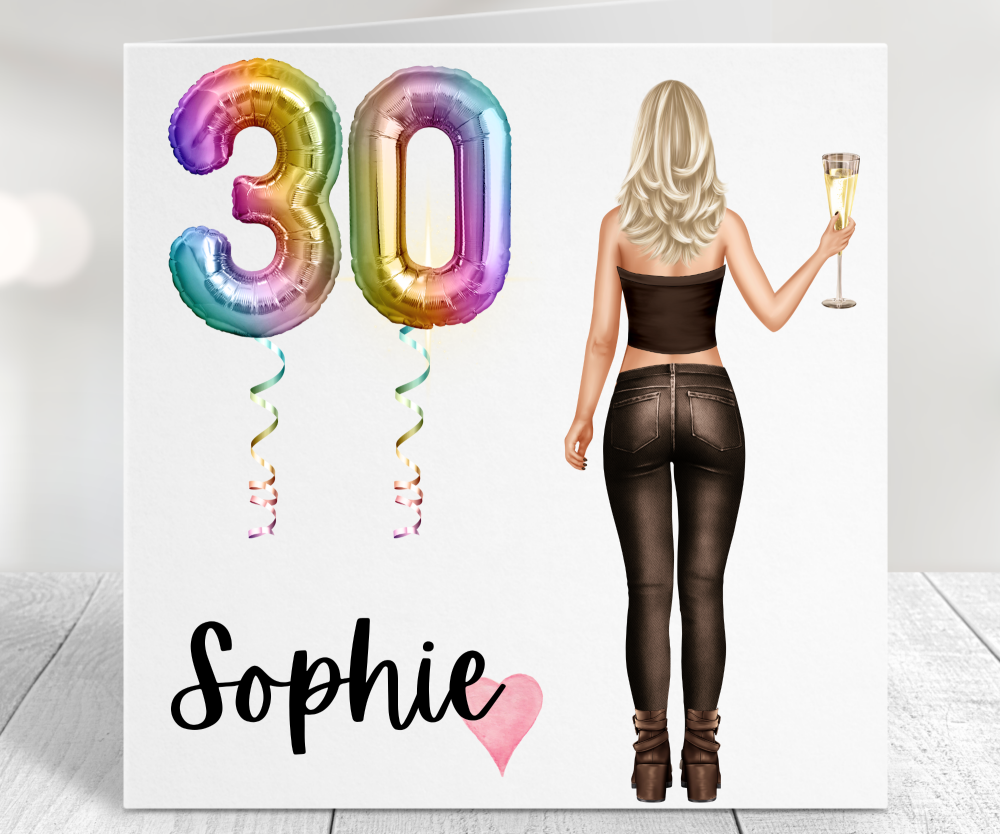 female 30th birthday card