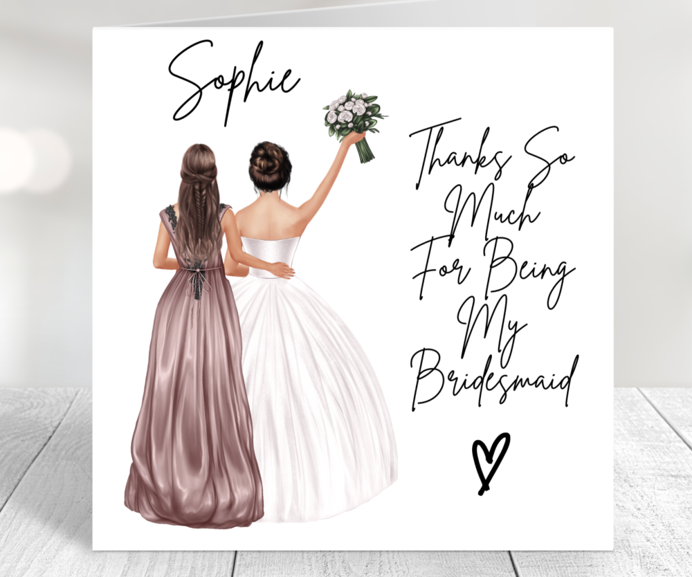 thank you bridesmaid card