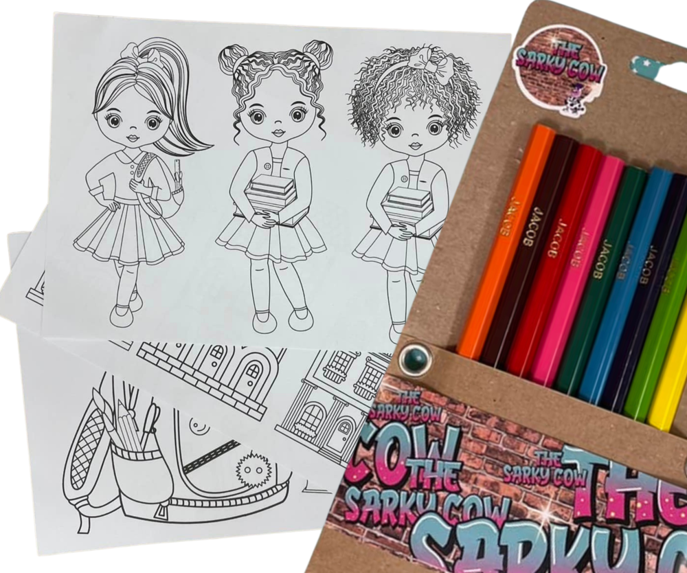 Pencils and Colouring Pages Girls