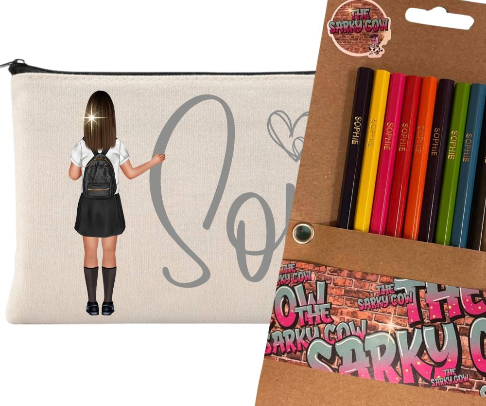 School Pencil Case and Pencils for Girls