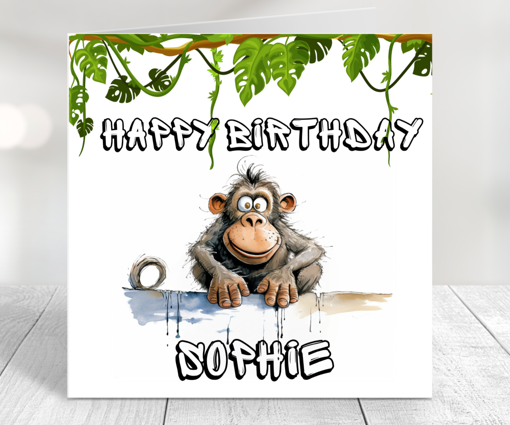 Monkey Birthday Card