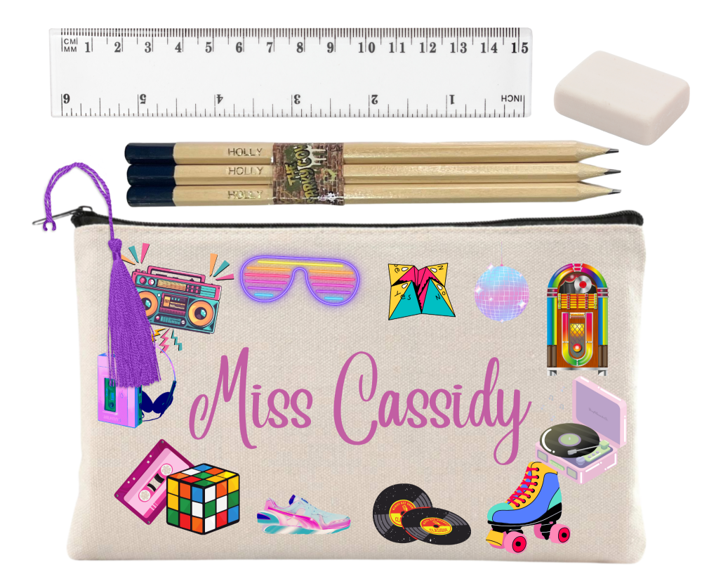Teacher Pencil Case Retro 80s