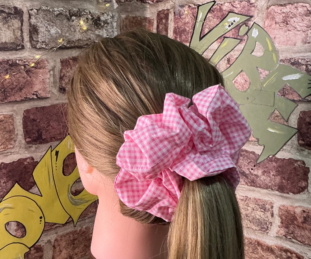 Pink Gingham Scrunchie