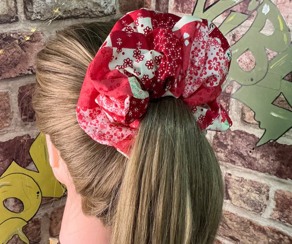 Red Patchwork Scrunchie