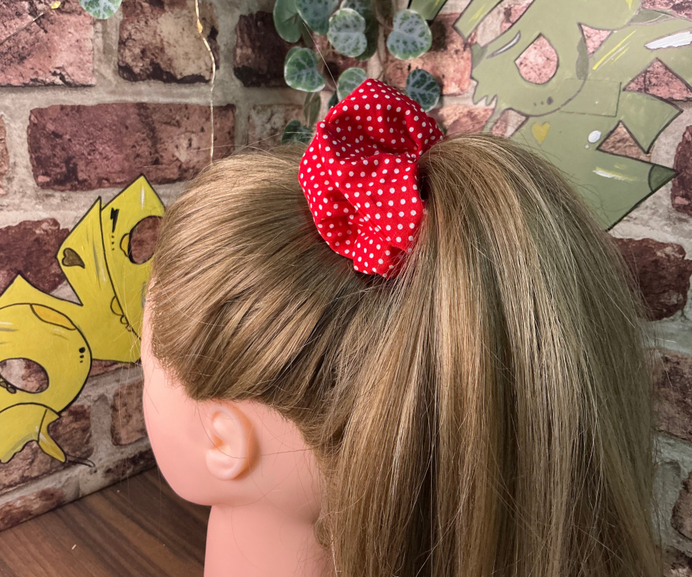 Red Polka Dot Hair Scrunchie