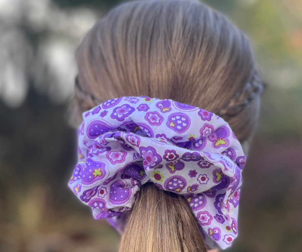 Lavender Floral Scrunchie