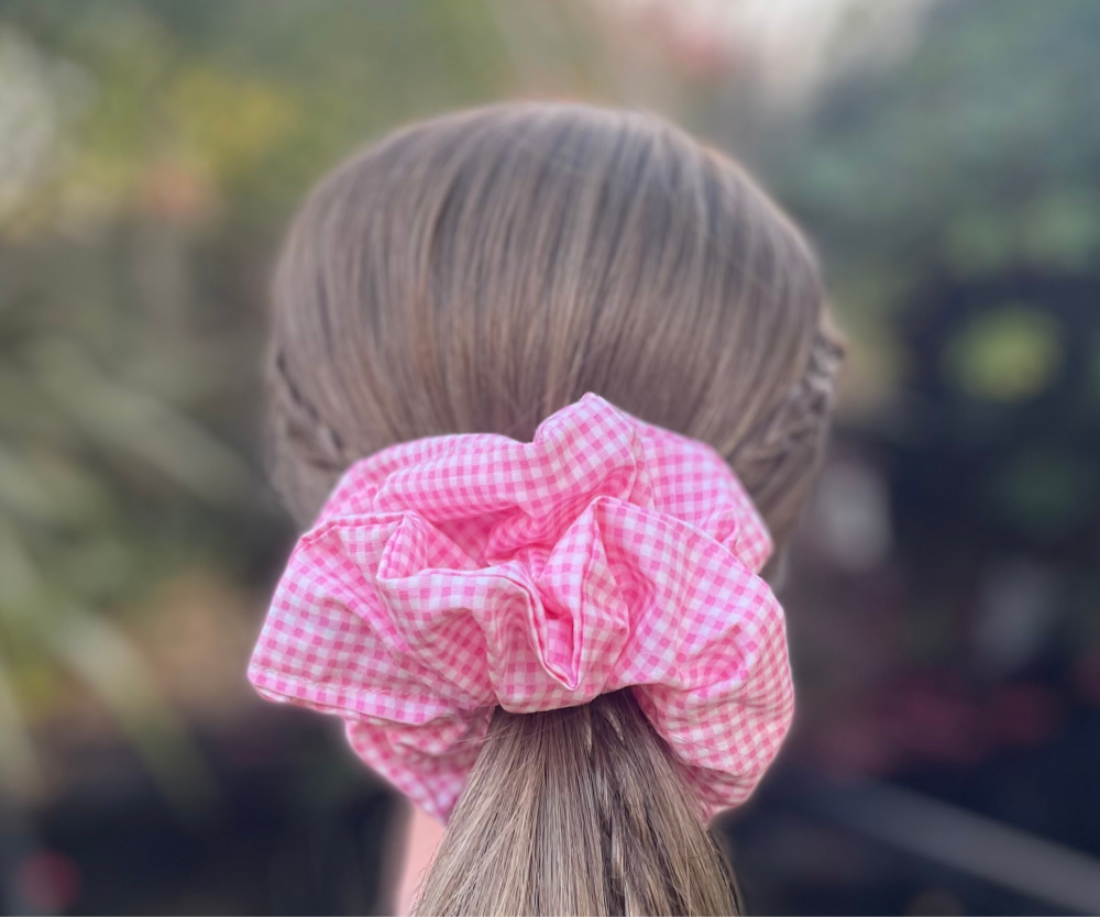 Pink Gingham Scrunchie