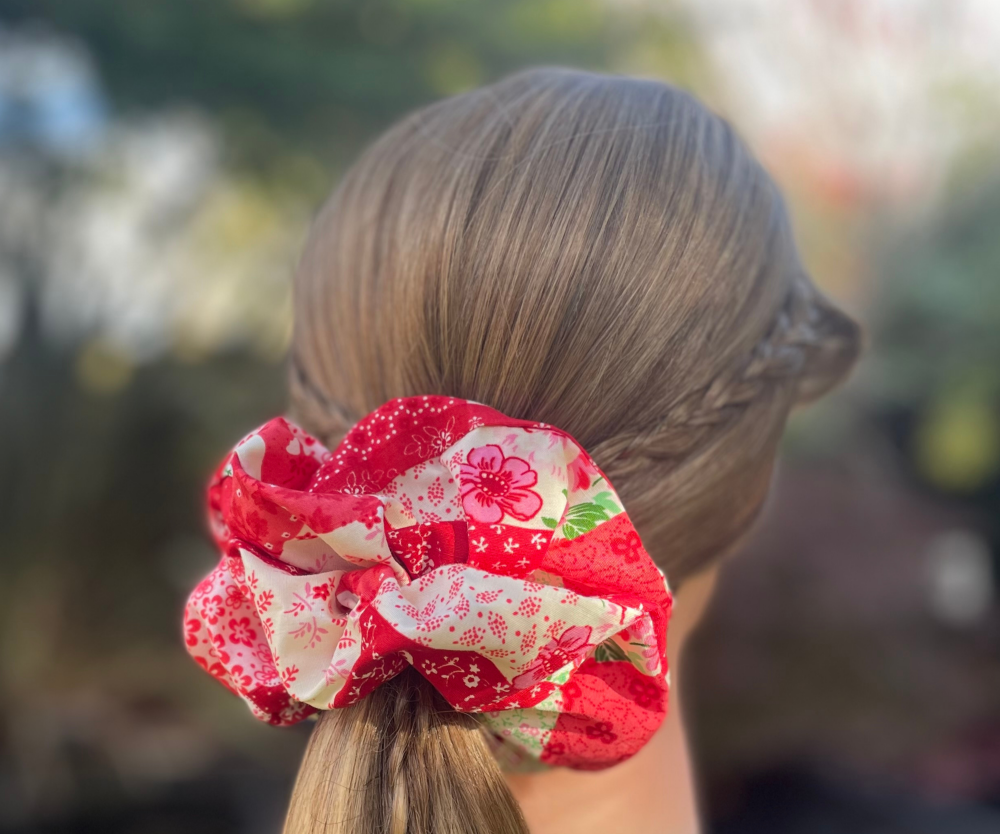 Red Patchwork Scrunchie