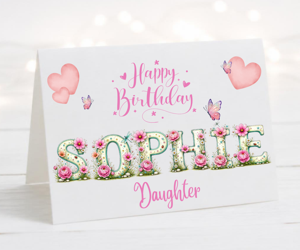 Pink Floral Daughter Birthday Card