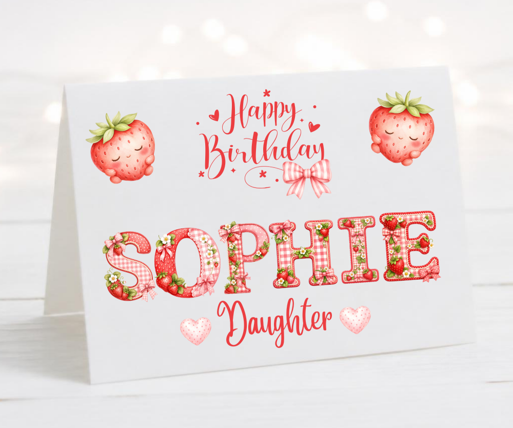 Pink Gingham Daughter Birthday Card