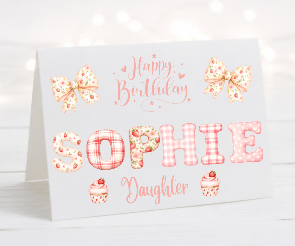 Vintage Gingham Daughter Birthday Card