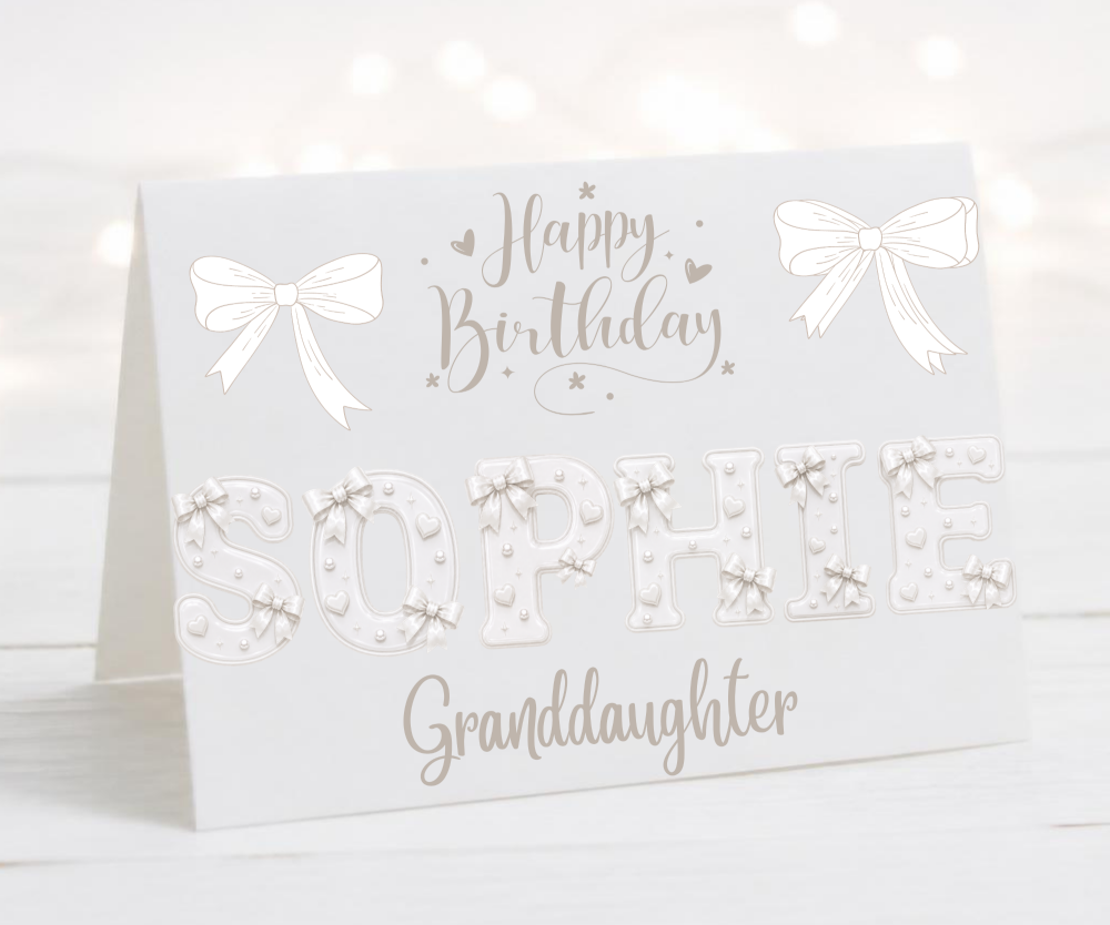 White Pearl Granddaughter Birthday Card