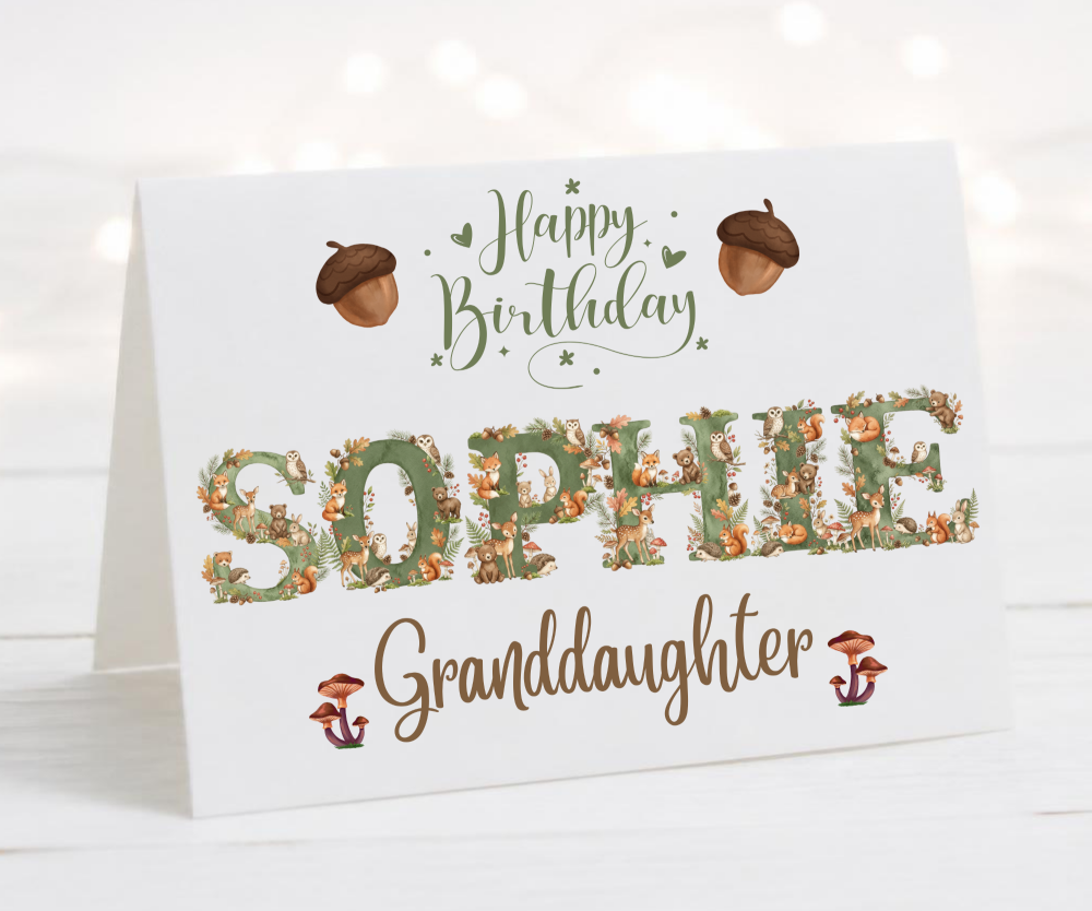 Woodland Jungle Granddaughter Birthday Card