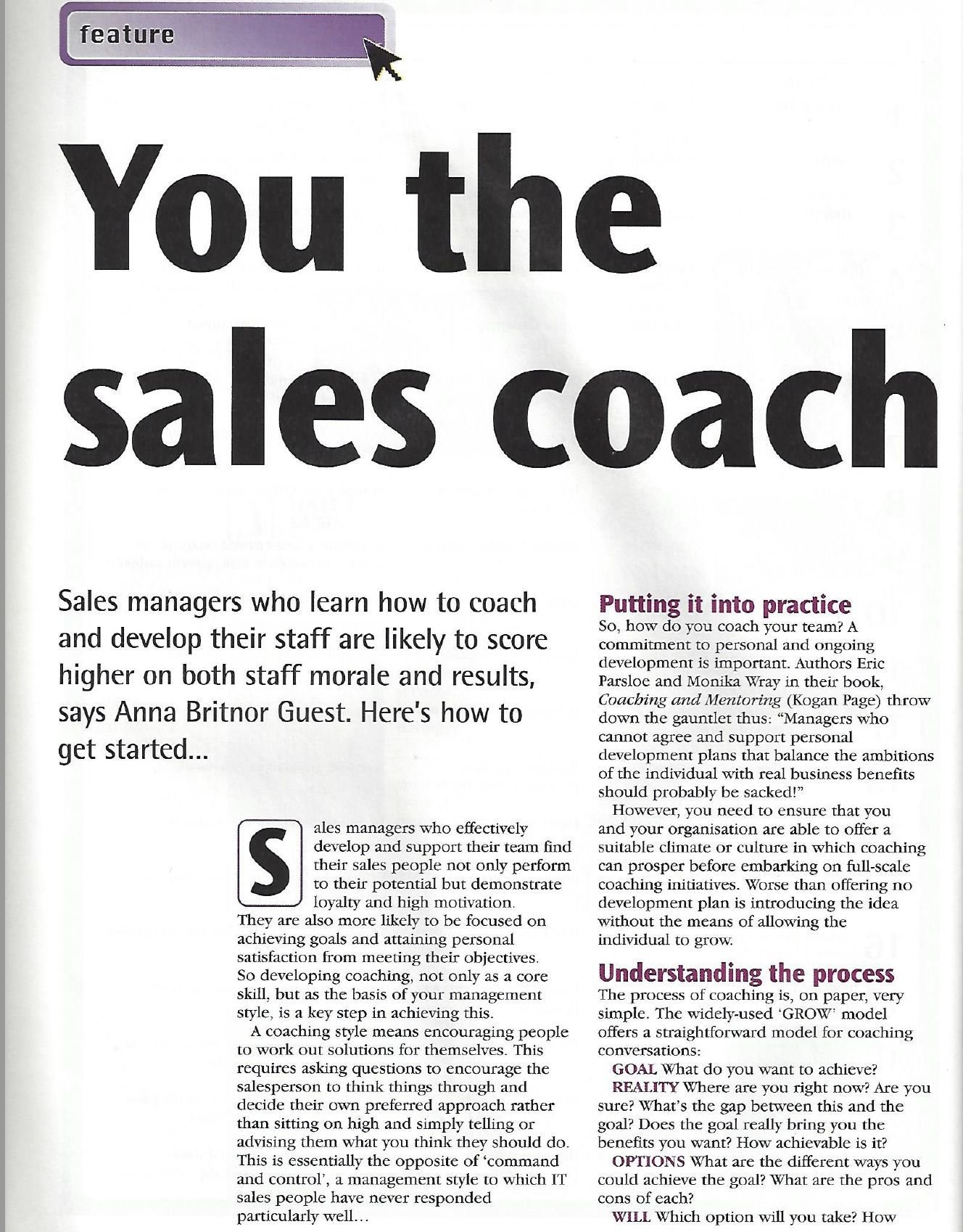 You the sales coach article