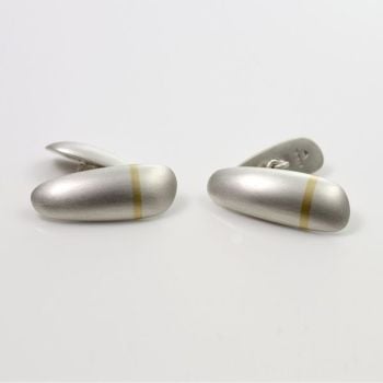 Lode Silver Long Cufflinks with Gold Inlay