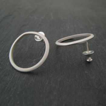 Flint Silver Loop Earrings - Large