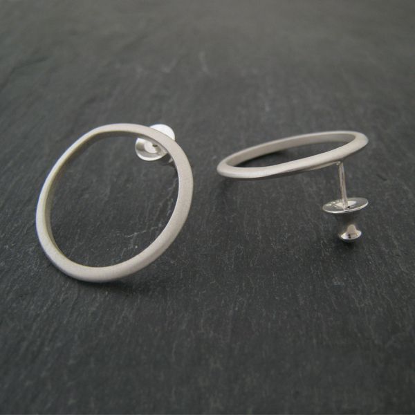 Flint large silver loop earrings
