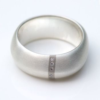 Lode Silver Ring with Diamonds - Wide