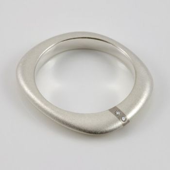 Lode Silver Ring with Diamonds - Thin