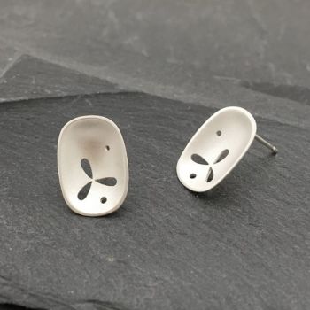 Pierced Silver Concave Earrings *SALE* (was £80)