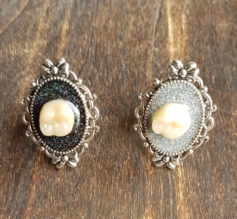 Human Tooth Ring Set In Resin