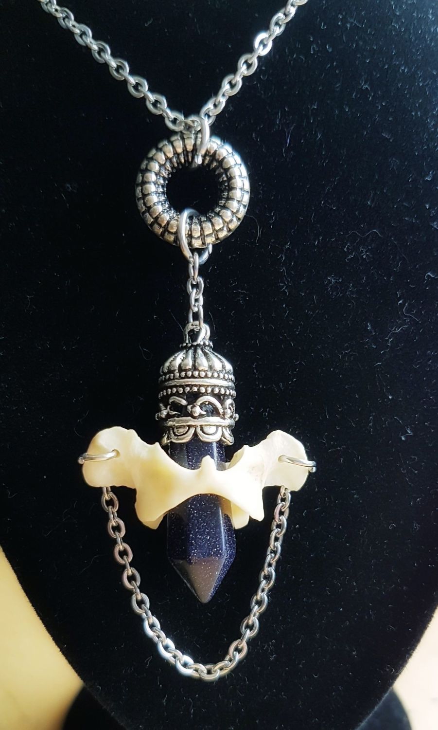 Atlas Bone Gold Stone Victorian Style Necklace