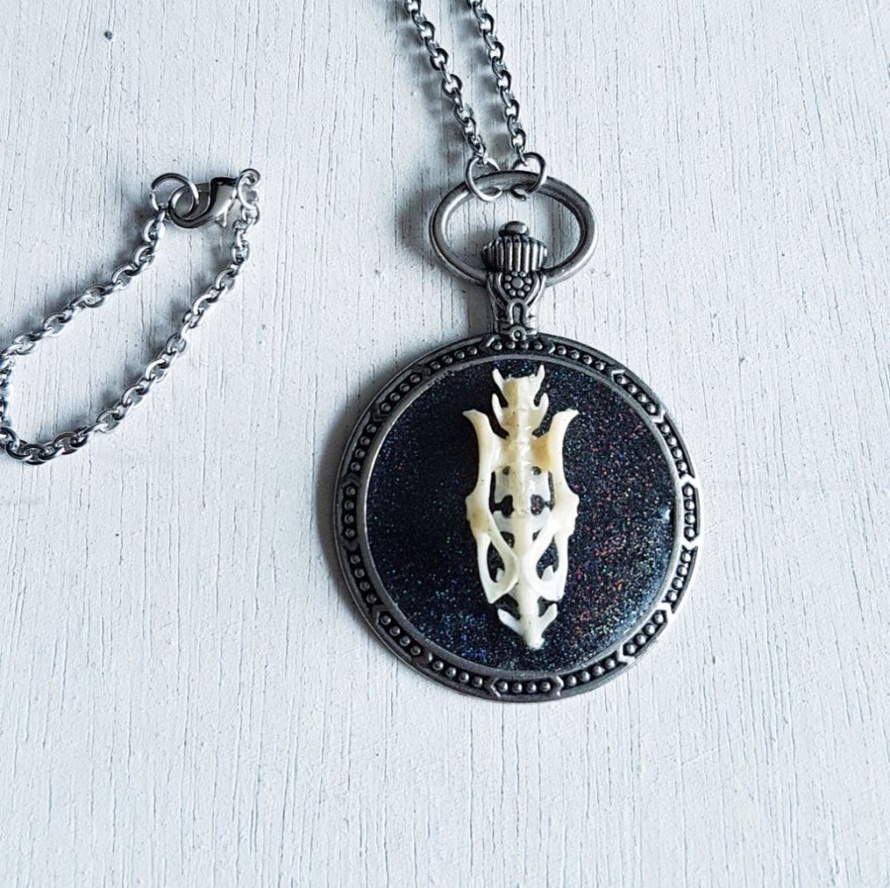 Mouse Pelvis Pocket Watch Style Pendant Necklace