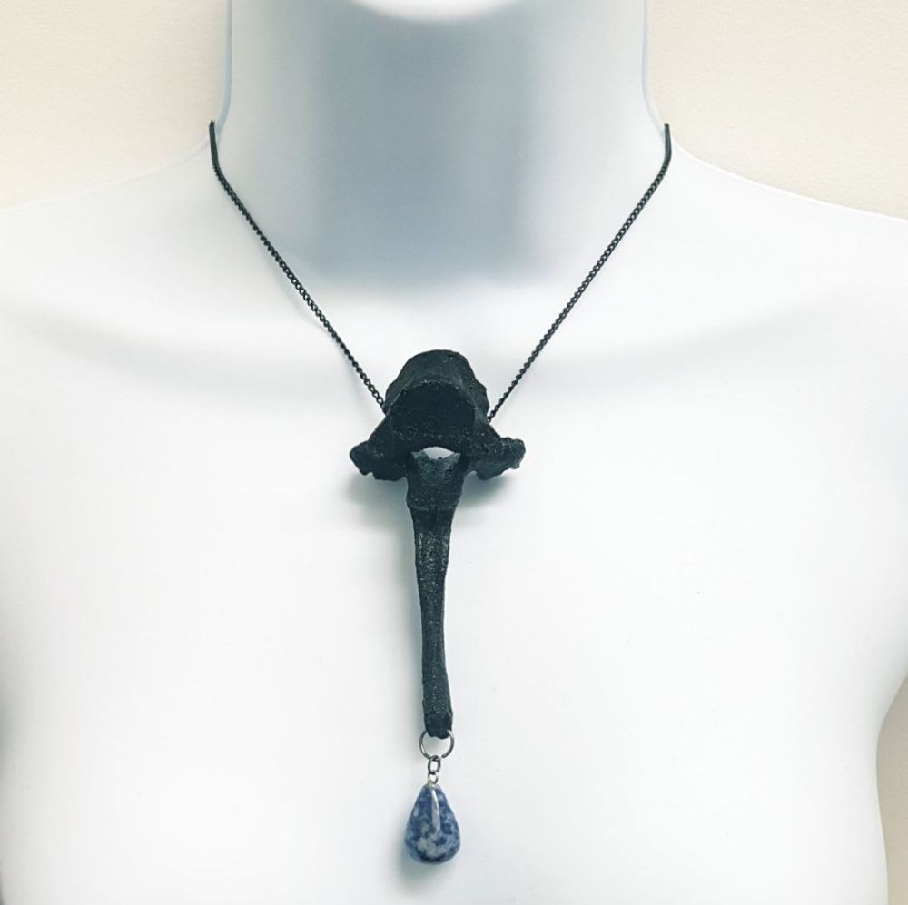 Sheep Vertebrae Bone Necklace With Jasper
