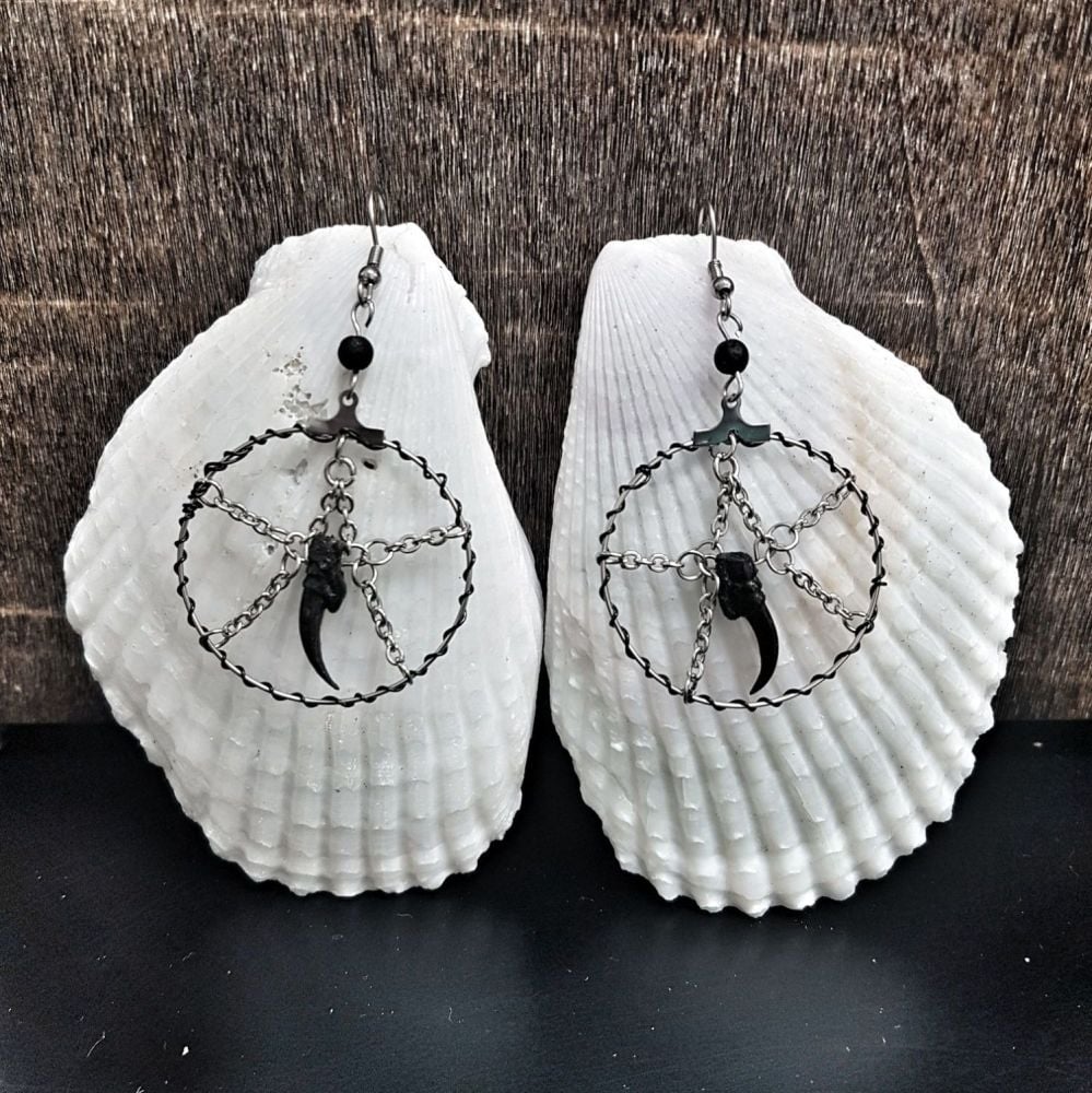 Crow Talon Lavastone Hoop Earrings Taxidermy Jewellery