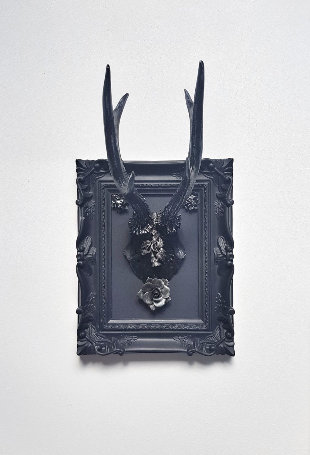 Gothic Roe Deer Skull With Large Antlers In Frame