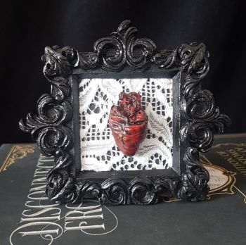 Taxidermy Crow Heart In Ornate Frame