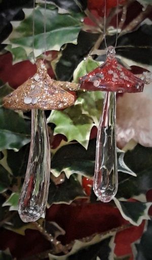 Heaven Sends Gold And Red Glass Mushroom