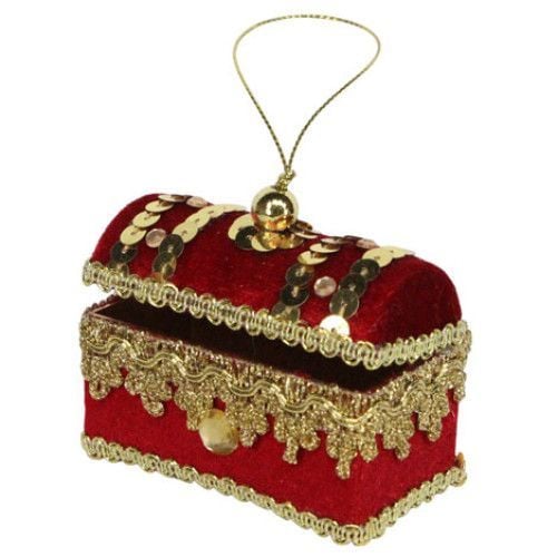 Gisela Graham Red Velvet Jewelled Treasure Chest