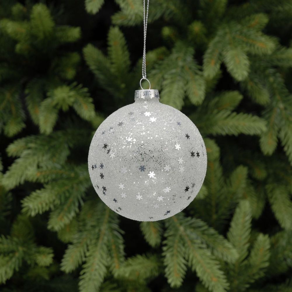 Glass frosted snowflake bauble.