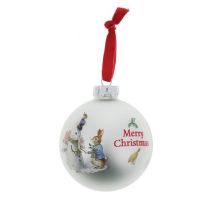 Peter Rabbit and Snow Rabbit Glass Bauble 