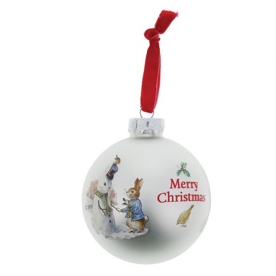 Peter Rabbit and Snow Rabbit Glass Bauble