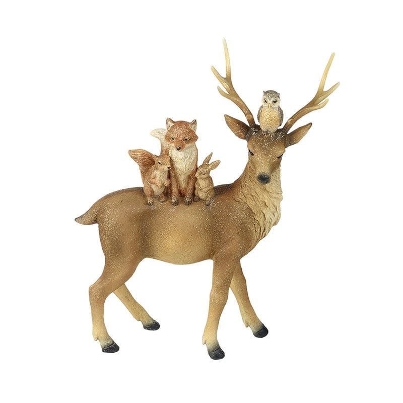 Medium Standing Deer With Woodland Friends