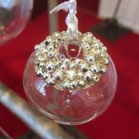 Clear Glass Sultan Bauble Silver Beaded & Diamantes - 8cm