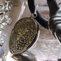 Silver Glass Half Egg Bauble revealing Diamante & Silver Beaded Treasures - 6cm