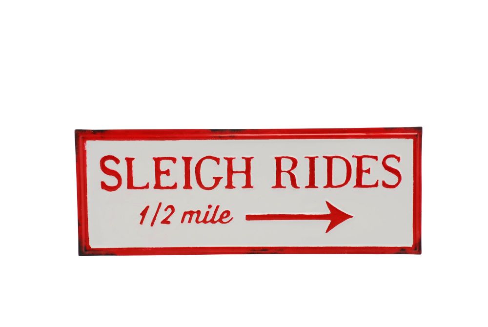 Large Metal Sleigh Rides hanging sign