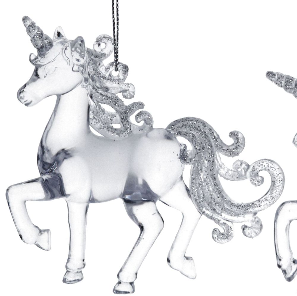 Clear Acrylic Prancing Unicorn - 9.5cm tall x 10cm long