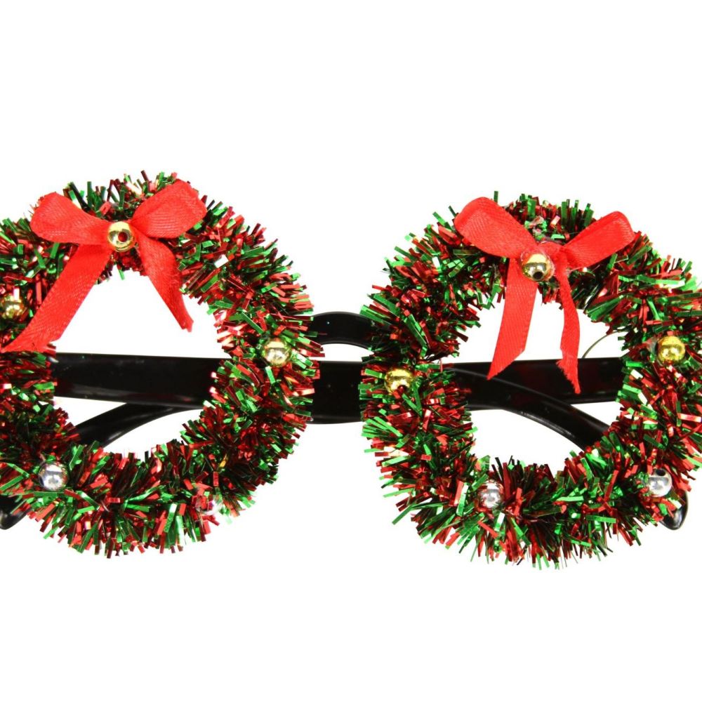 Great Fun Red Tinsel Christmas Glasses - 16cm x 8cm