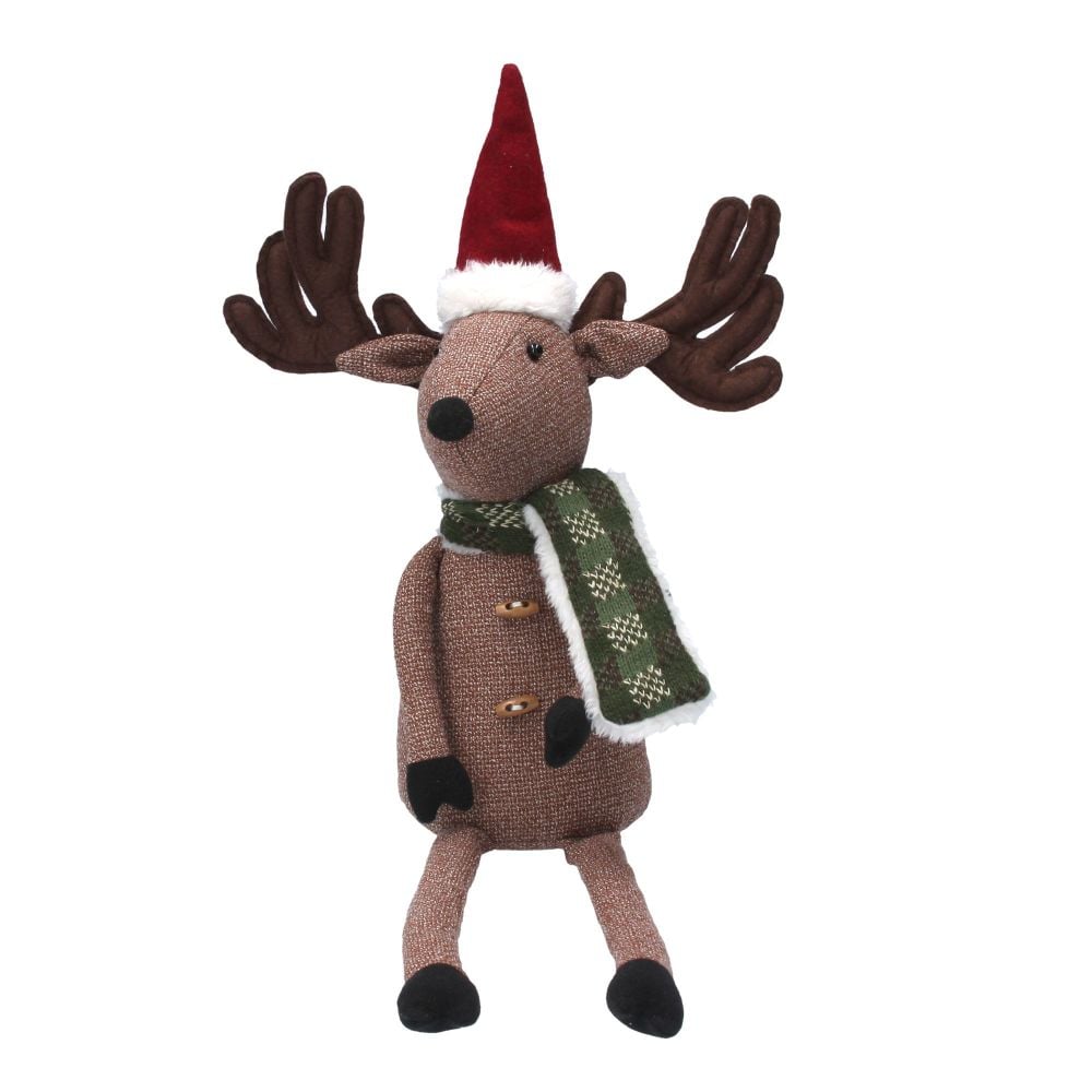 Nordic Winter Christmas Sitting Reindeer - 45cm tall x 25cm wide x 10cm dee
