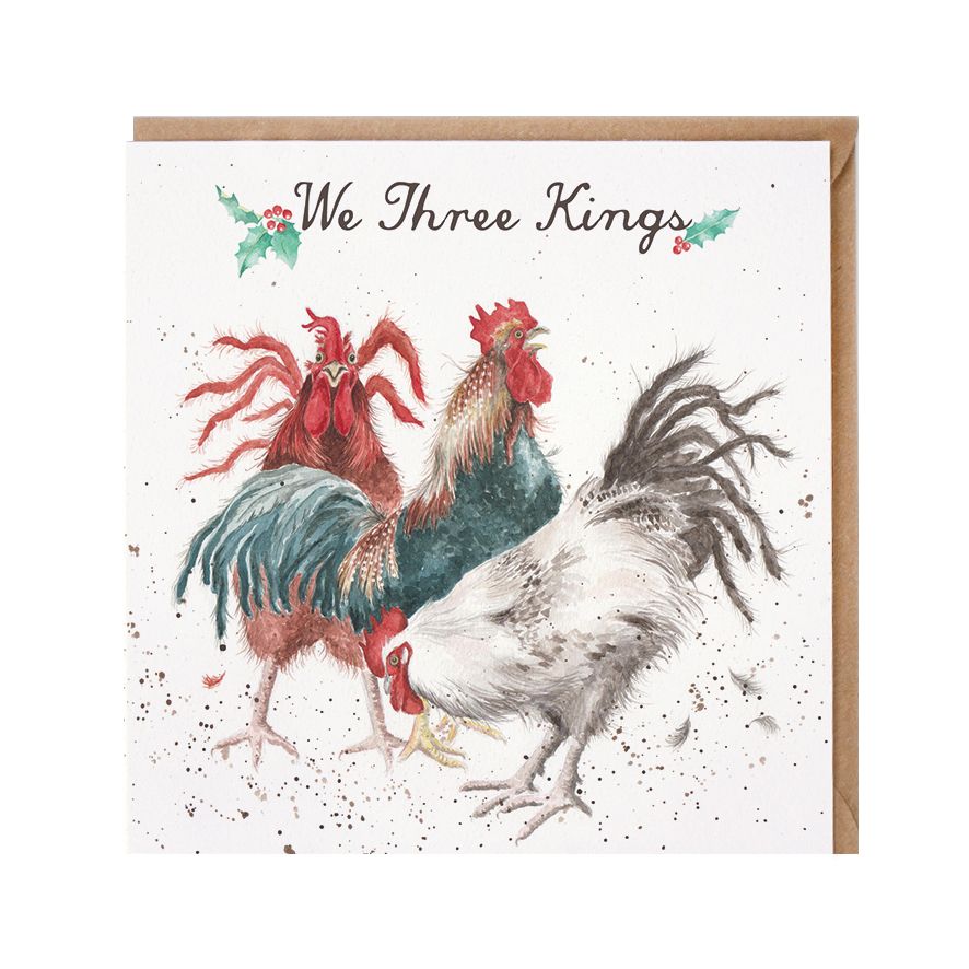 'We Three Kings' Cockerel Christmas Card - 15cm x 15cm