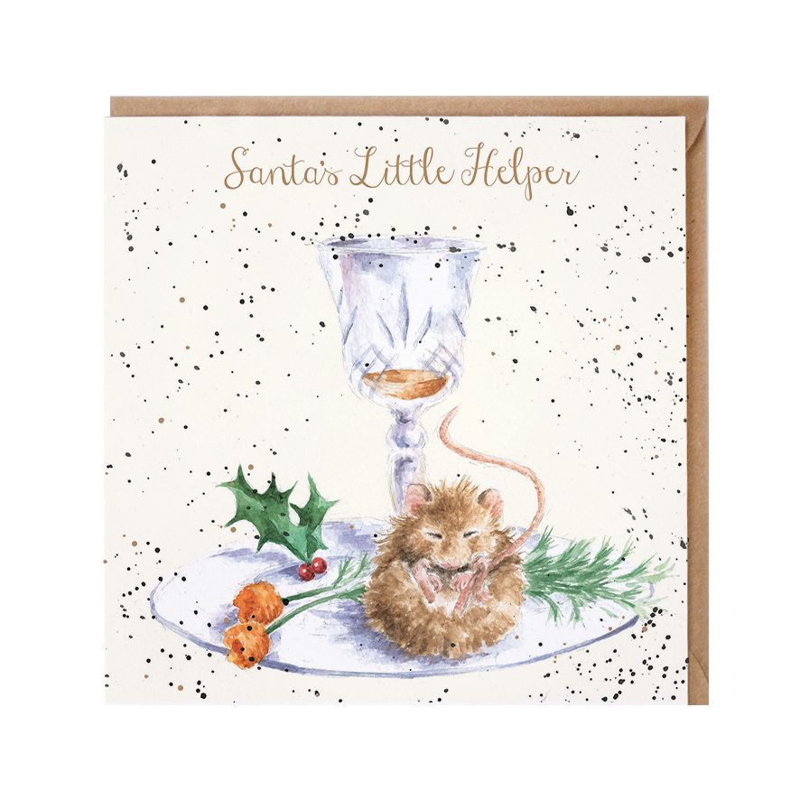 'Santa's Little Helper' Mouse Christmas Card - 15cm x 15cm