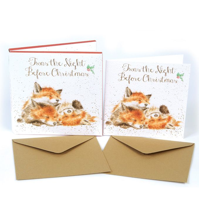 Fox Cubs 'Twas the Night Before Christmas' Pack of 8 luxury gold foiled car