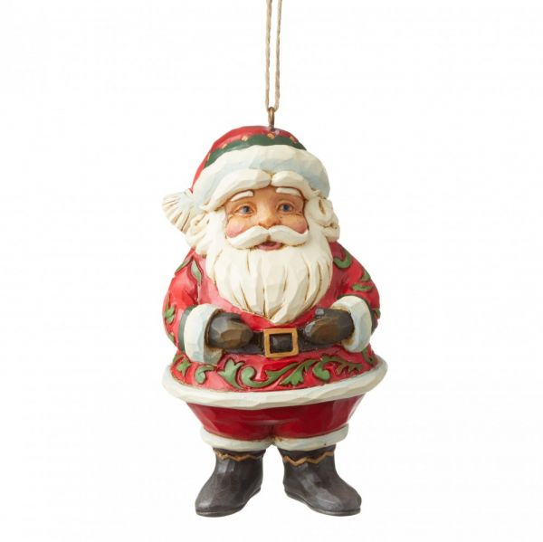 Jim Shore's Heartwood Creek, Mini Jolly Santa hanging decoration - 10.5cm t